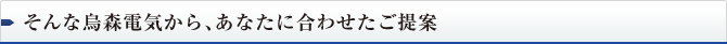 そんな烏森電気から、あなたに合わせたご提案